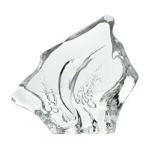 Mats Jonasson X Målerås Crystal Sword Sail Fish Paperweight Sculpture 6” Signed